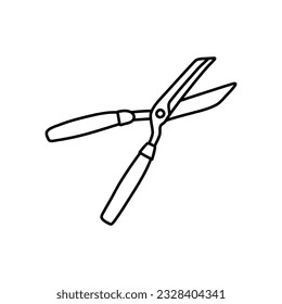 Hedge shears doodle. Pruners sketch. Gardening icon