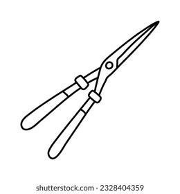 Hedge shears doodle. Pruners sketch. Gardening icon