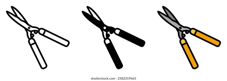 Hedge Shears are large scissors with long blades, used for trimming hedges, shaping shrubs, and maintaining a neat garden landscape.