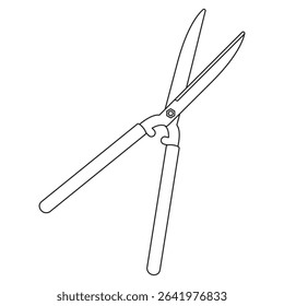 Hedge shears for pruning in outline vector icon