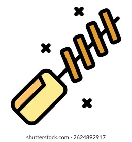 Vetor de contorno de ícone de corte de cobertura. Árvore de jardim. Fazendeiro tesoura cor plana