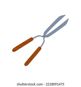 Hedge trimmers loppers isolated gardening scissors with handle color icon. Vector garden pruners with long handles used in pruning twigs