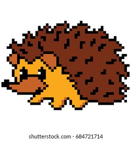 Hedgehog abstract isolated on a white background. Vector illustration in the style of old-school pixel art.