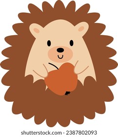 Hedgehog Animal With Apple Vector Illustration