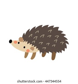 Hedgehog animal cartoon character isolated on white background.