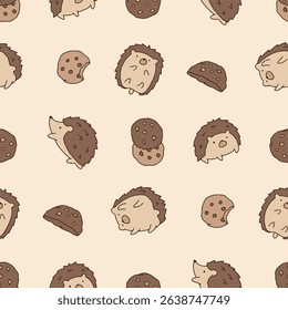 Hedgehog Animal Cookies Pattern Vector Illustration Seamless for Background Wallpaper Packaging
