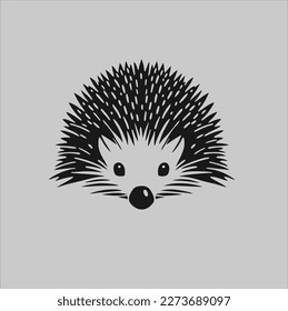 Vector de diseño animal de peluche sobre fondo gris. Ilustración de un ícono de animal hedgehg.