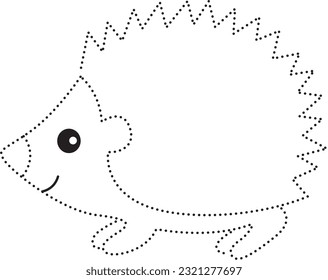 hedgehog animal dotted line practice draw cartoon doodle kawaii anime coloring page cute illustration drawing clip art character chibi manga comic