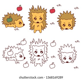 hedgehog anime chibi and apples 