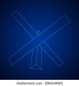 Hedgehog antitank defence. Wireframe low poly mesh vector illustration.