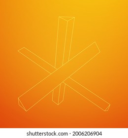 Hedgehog antitank defence. Wireframe low poly mesh vector illustration.