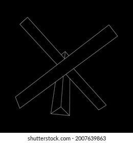 Hedgehog antitank defence. Wireframe low poly mesh vector illustration.