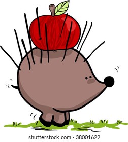 hedgehog with apple