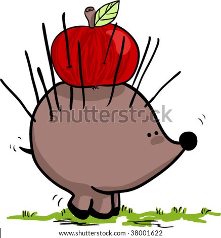 hedgehog with apple