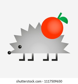 Hedgehog with apple geometric shape gradien color icon, vector illustration isolated on white background