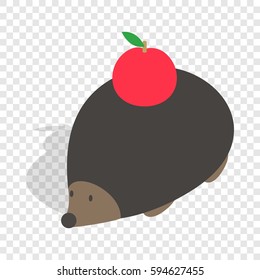 Hedgehog with apple isometric icon 3d on a transparent background vector illustration