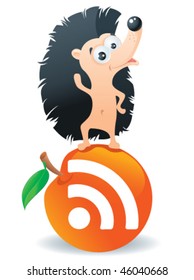 Hedgehog with an apple rss-button