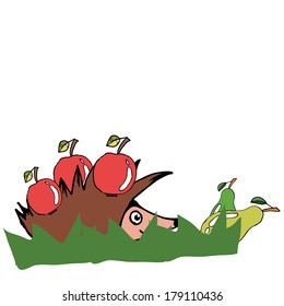 hedgehog with apples and pears