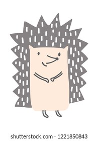 Hedgehog baby cute print. simple scandinavian child design. Sweet animal child vector. Cool illustration for nursery t-shirt, kids apparel, invitation