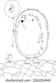 erizo con libro de coloración de globos