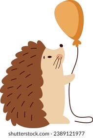 Hedgehog With Balloon Vector Illustration