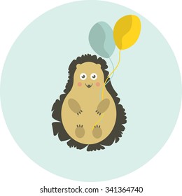 Hedgehog with a balloon (vector illustration)