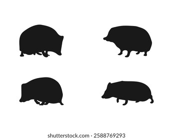 Hedgehog black silhouette vector. Hedgehog Symbol Logo. Tattoo Design. Vector illustration. Minimal design, minimalist logo vector. Vector on a white background.