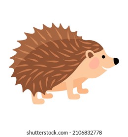 Hedgehog with a blush. Cute animal in a flat style. Children's illustration. Hedgehog on a white background. Vector illustration