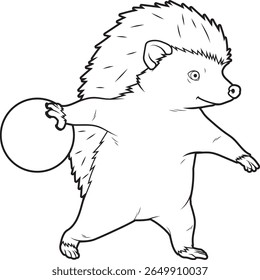 Hedgehog Boliches Boliches bola Animal Vetor Ilustração de Arte Gráfica