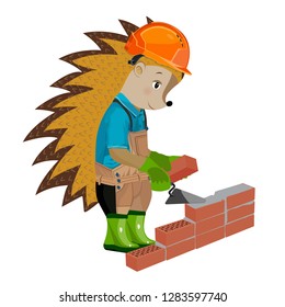 Hedgehog builder. Vector illustration.