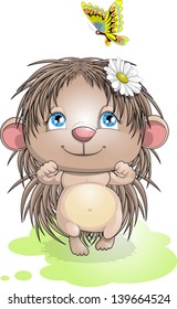 	hedgehog and butterfly