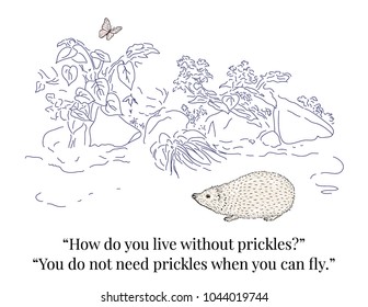 Hedgehog and Butterfly. Funny dialogue.