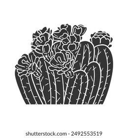 Hedgehog Cactus Icon Silhouette Illustration. Cacti Vector Graphic Pictogram Symbol Clip Art. Doodle Sketch Black Sign.