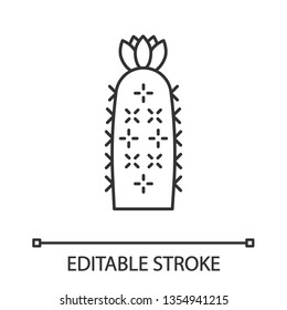 Hedgehog cactus linear icon. Echinopsis. Sea-urchin cactus. South America native desert plant. Thin line illustration. Contour symbol. Vector isolated outline drawing. Editable stroke