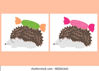 Hedgehog carries candy