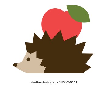 Hedgehog carrying an apple. Vector illustration