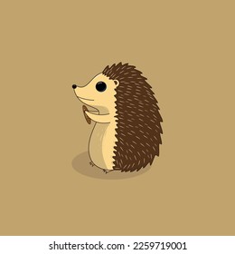 Hedgehog Cartoon Cute Hedgehog is eating a caterpillar