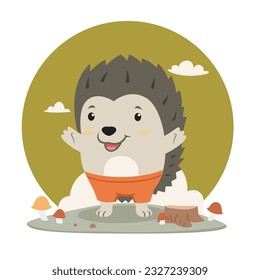 Hedgehog Cartoon Illustration Character Brown