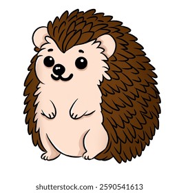 Hedgehog cartoon, vector illustration, hedgehog icon isolated on white background.