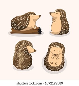 Hedgehog Cartoon Vector Illustrations Porcupine Set Collections