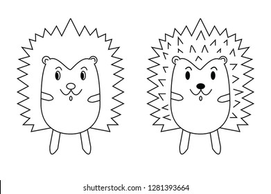 hedgehog cartoon vector line children illustration