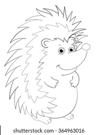 Hedgehog cartoon.Happy smile emotion.Outlined.Hedgehog vector isolated.Coloring.