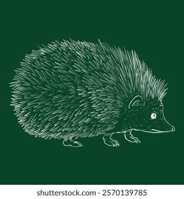 Hedgehog Chalk Sketch Hand Drawn Vector Illustration