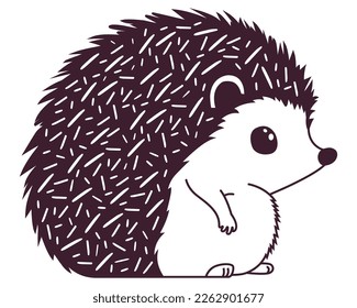hedgehog character black icon. forest animal. flat vector illustration