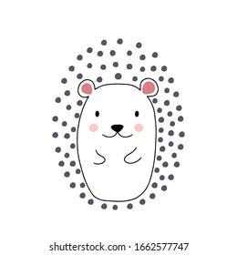 Hedgehog character design. Cute cartoon animal vector illustration. Abstract icon for baby posters, art prints, fashion apparel or stickers.