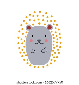 Hedgehog character design. Cute cartoon animal vector illustration. Abstract icon for baby posters, art prints, fashion apparel or stickers.