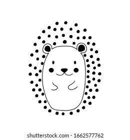 Hedgehog character design. Cute cartoon animal vector illustration. Abstract icon for baby posters, art prints, fashion apparel or stickers.