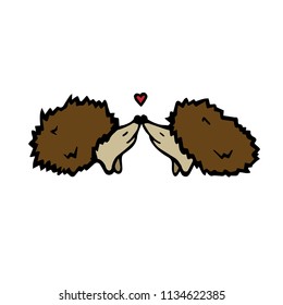 the hedgehog character is kissed for a wedding decor with a heart