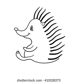 Hedgehog. Children style. Simple drawing. Sketch. Vector.
