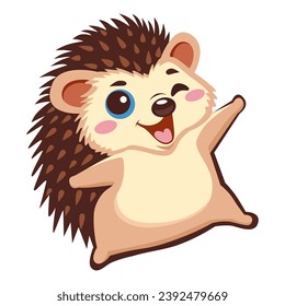  Hedgehog. Close-up. White background. For web design, print, kids illustrations, stickers.